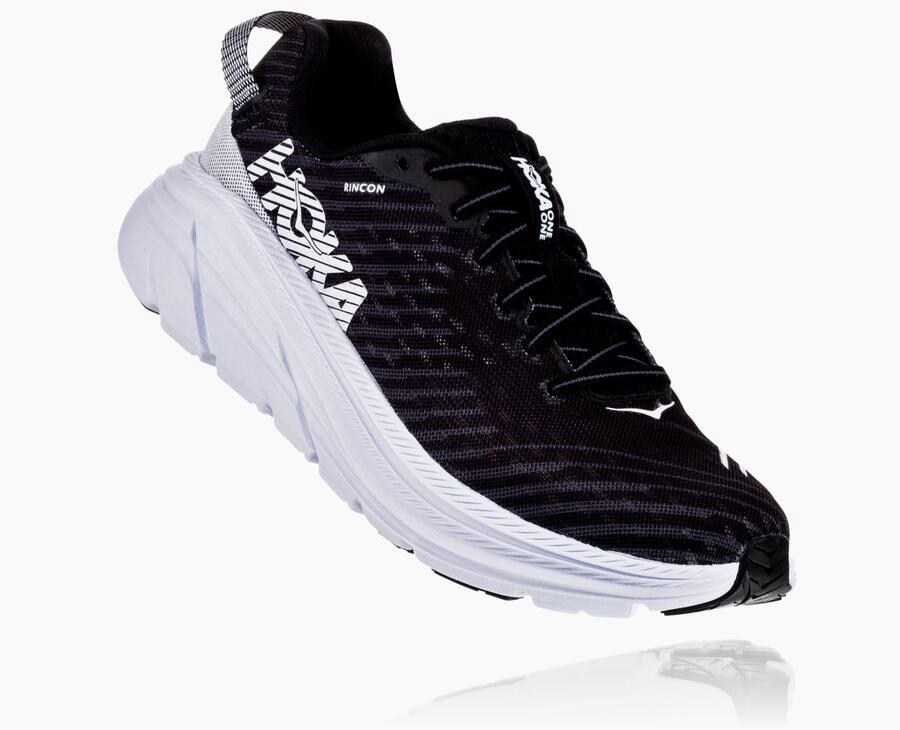 Hoka One One Mens Running Shoes - Rincon - Black/White - XBKL14265